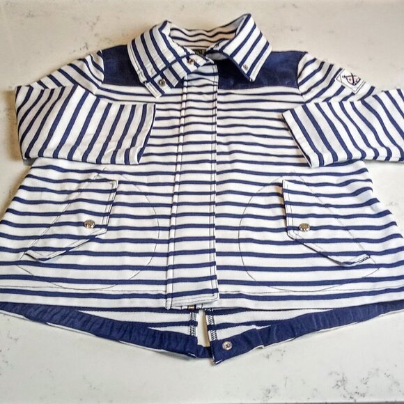 Lauren Ralph Lauren Navy Stripe Cotton Jacket - Picture 3 of 10